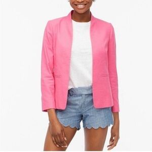 J. Crew Broadway Blazer in Stretch Linen Flamingo Pink